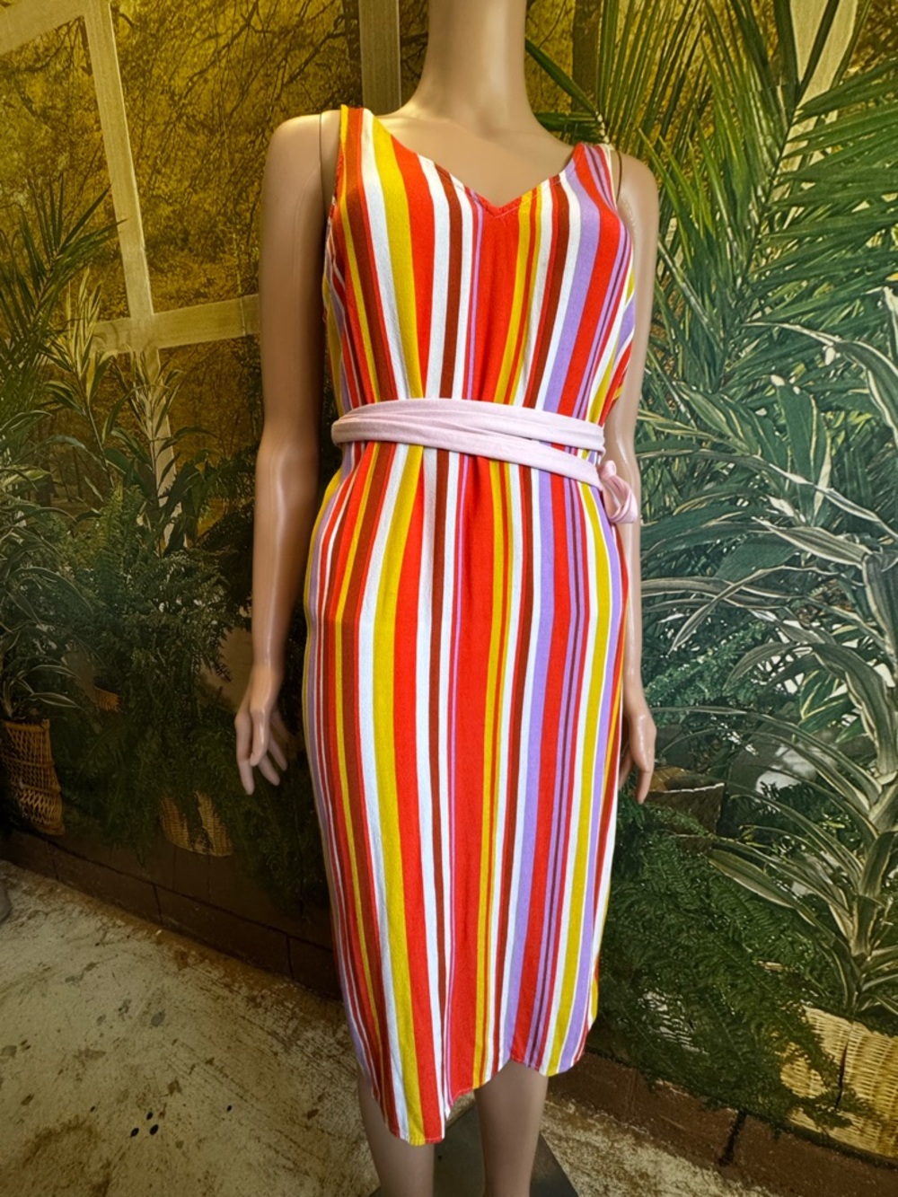 Forever 21 Sleeveless Multicolor Stripe Tunic Knee Length Dress Size Small